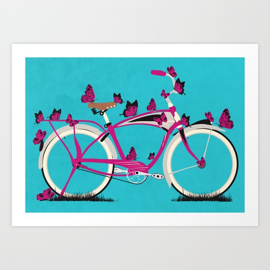 Butterfly Bicycle Art Print