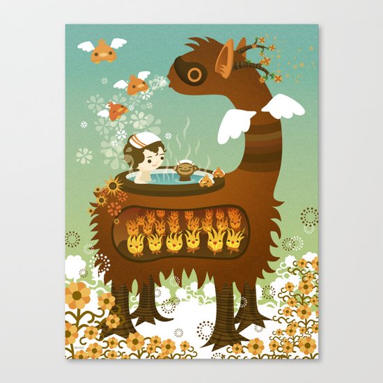 Llama Bath Canvas Print