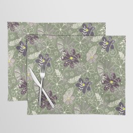 plum purple sage doodle feathers and flowers Placemat