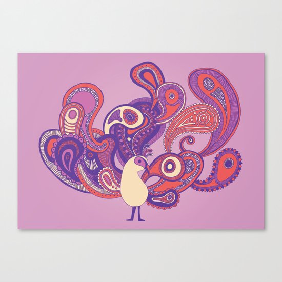 Purple Paisley Peacock Canvas Print