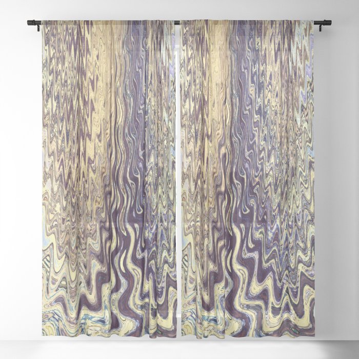 Purple And Yellow Fluid Paint Sheer Curtain