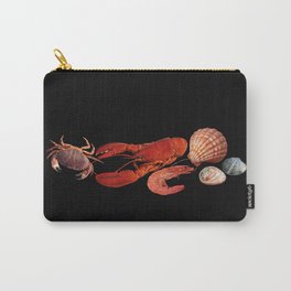 Seafood shell scallop lobster shrimps black Carry-All Pouch