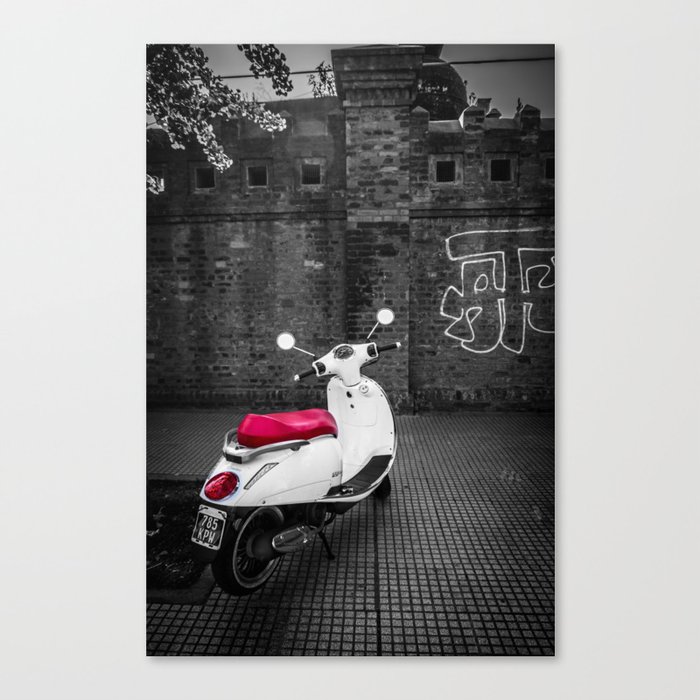 Scooter on the street Canvas Print