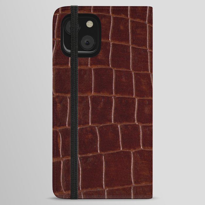 Textured Crocodile Leather iPhone Wallet Case