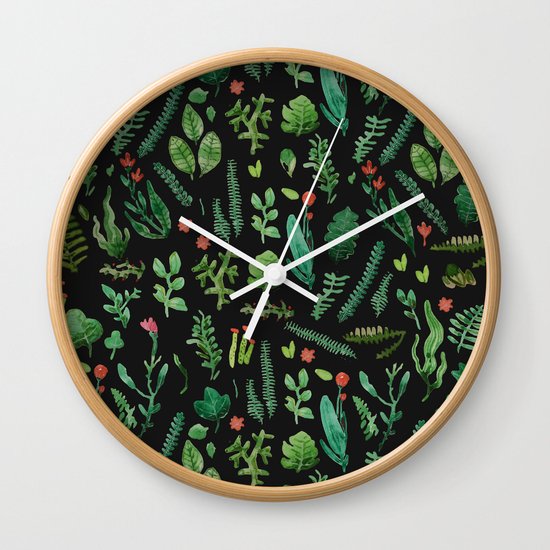 Green garden at nigth 3 Wall Clock