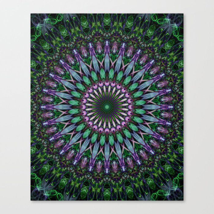 Violet, green and blue mandala Canvas Print