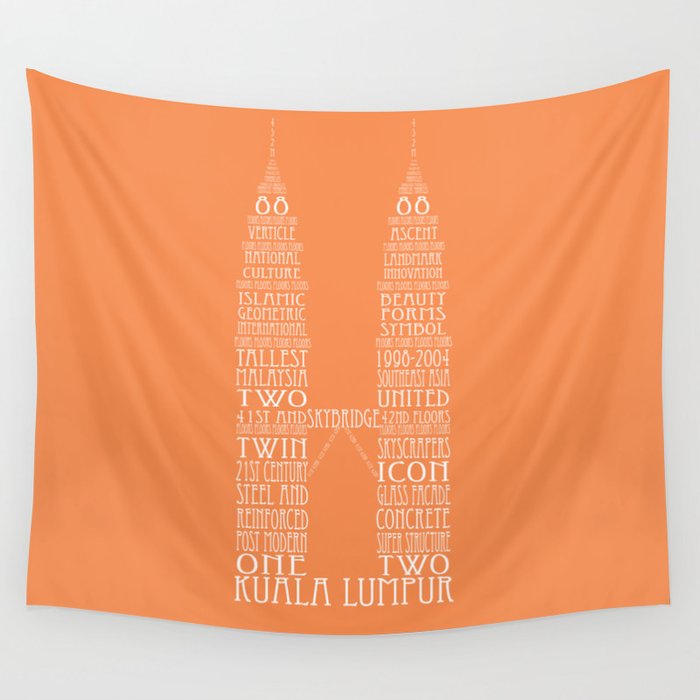 Petronas Towers Orange Wall Tapestry