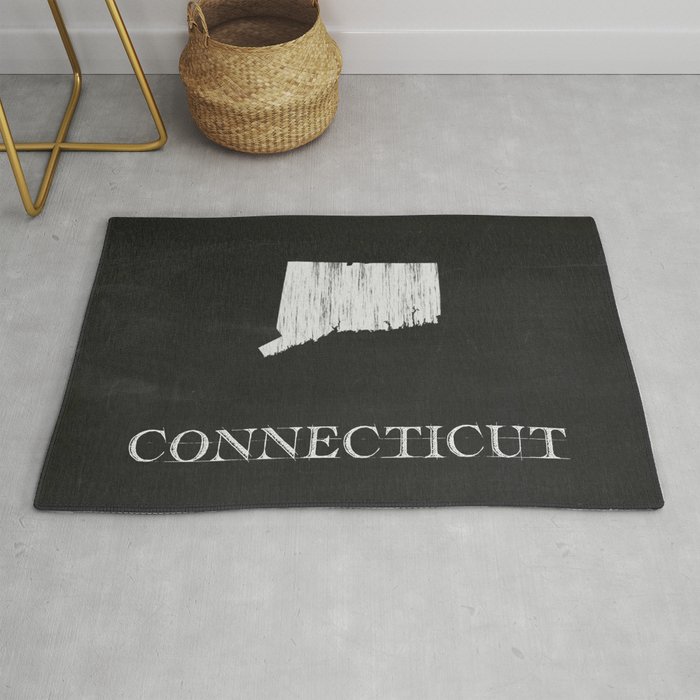Connecticut State Map Chalk Drawing Rug