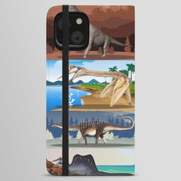 65 MCMLXV Prehistoric Dinosaur Puzzle Pattern iPhone Wallet Case