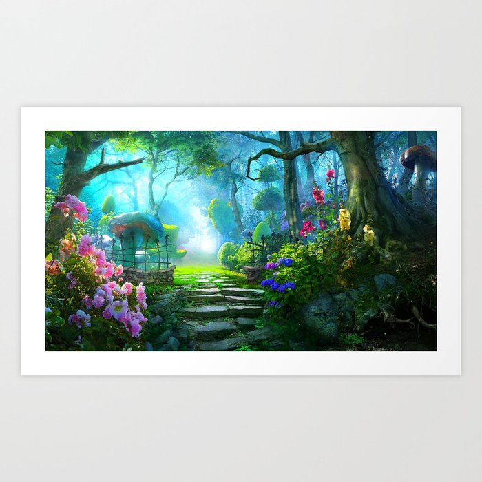 Fascinating Gorgeous Idyllic Dreamy Magic Garden UHD Art Print