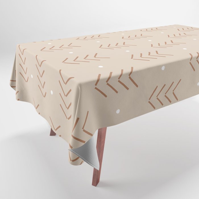 Arrow Lines Geometric Pattern 4 in Brown Beige Shades Tablecloth