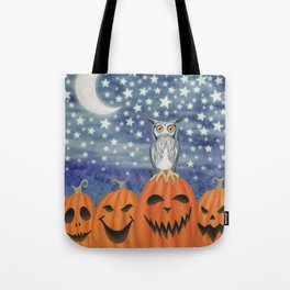 Halloween owl & pumpkins Tote Bag