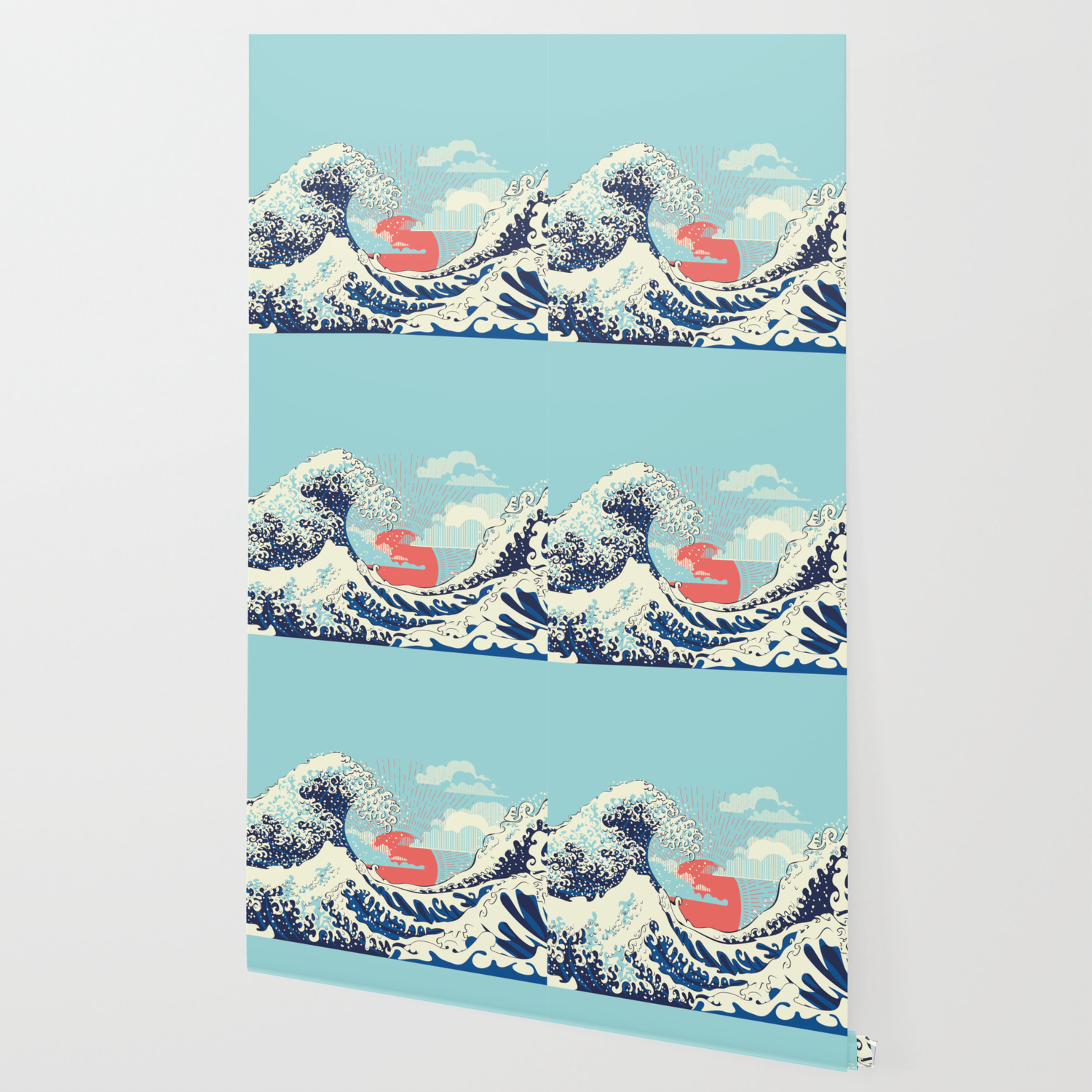 The Great Wave Off Kanagawa Stormy Ocean With Big Waves Wallpaper By Annartshock Society6