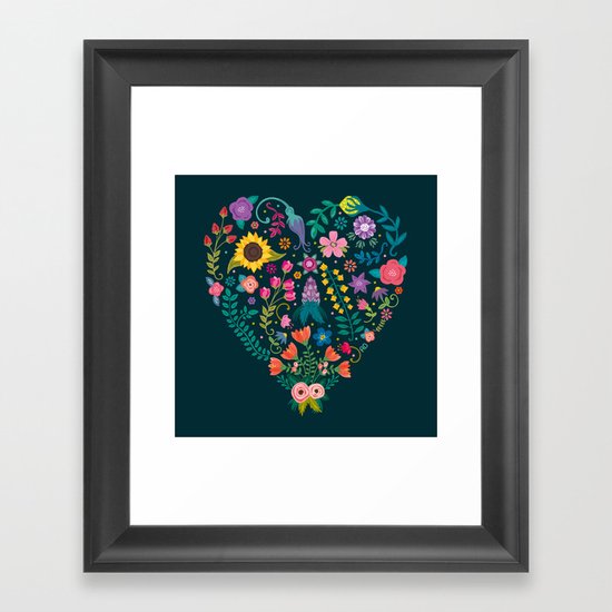 Floral Heart Framed Art Print