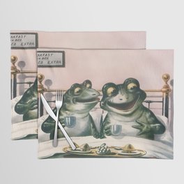Breakfast In Bed Frogs Vintage Postcard Art Placemat