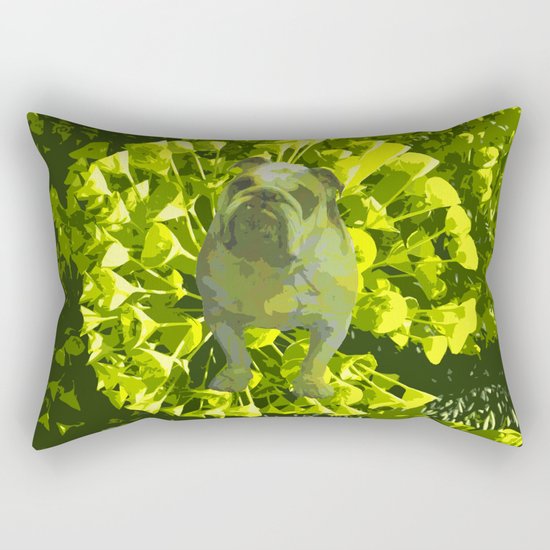 Green Pug Rectangular Pillow
