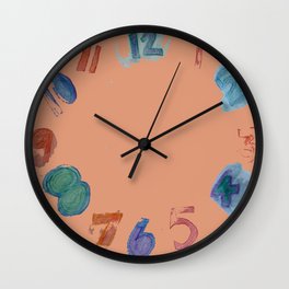 Terracotta clock with numbers Wall Clock | Watercolor, Terracotta, Numbersonclock, Painting, Typography, Numbers, Blue, Numberedclock, Clockface, Number 