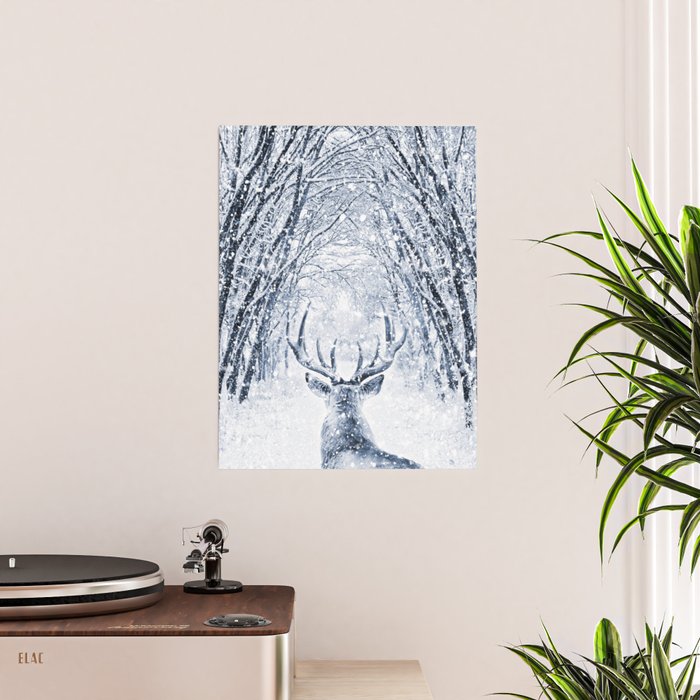 Winter deer Poster
