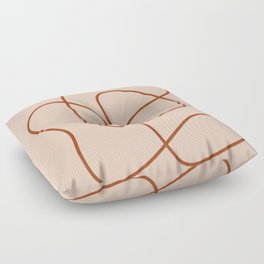 Abstract Terracotta Line Art Floor Pillow