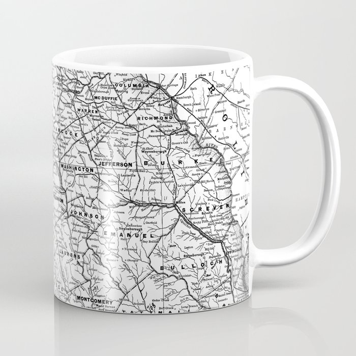 Vintage Map of Georgia (1883) BW Coffee Mug