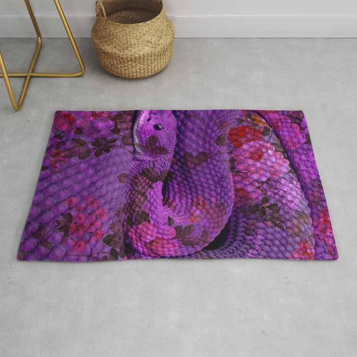 Floral Snake Purple Rug