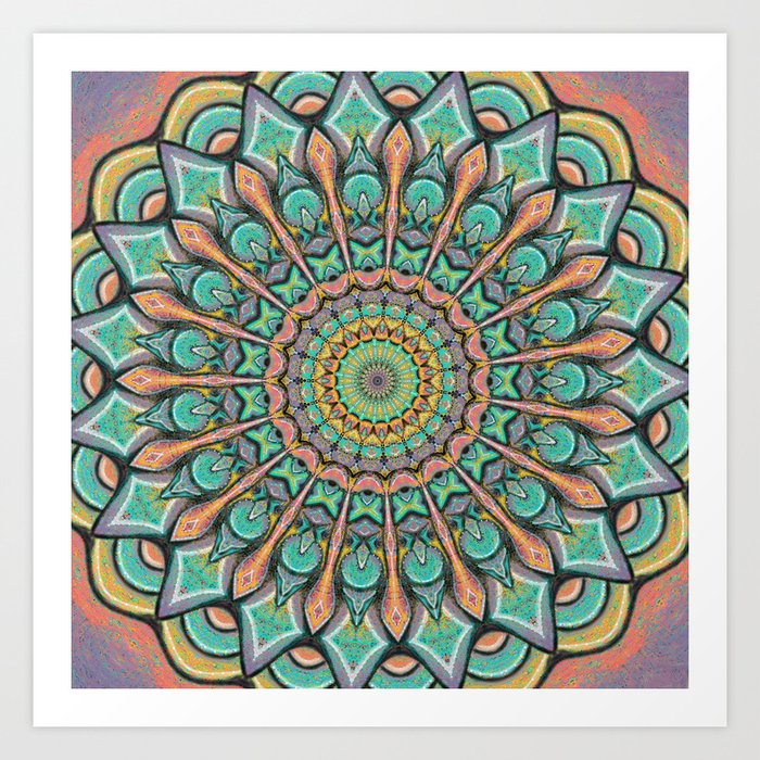 Sunset Mandala Art Print by jilla | Society6
