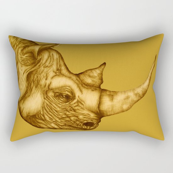The Golden Rhino Rectangular Pillow