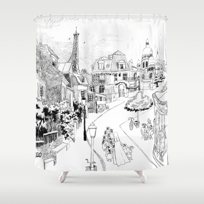 Madeline Montmartre Black&White Shower Curtain