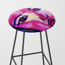 The Girl With the Blue Hair-Portrait of  Face Bar Stool