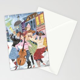 Festive women in Montreal music Stationery Card