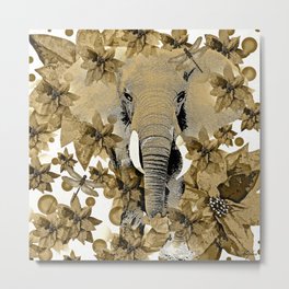 ELEPHANT RUSTIC DRAGONFLY  Metal Print | Elephants, Dragonflies, Elepahnt, Illustration, Painting, Abstract, Africanelephant, Poinsettia, Indianelephant, Tusk 