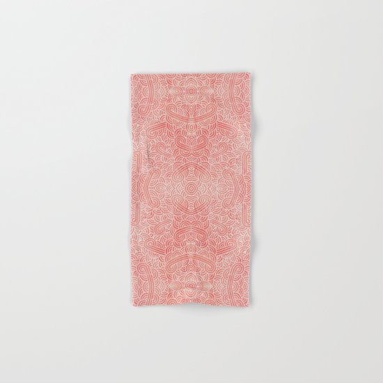 Peach echo and white swirls doodles Hand & Bath Towel