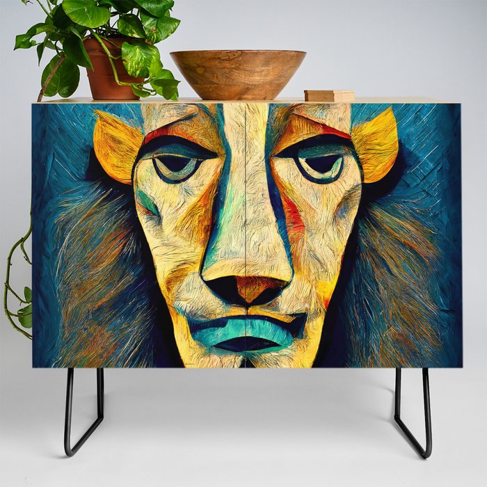 Abstract Lion Head Credenza