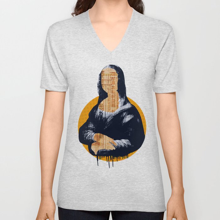 Mona Lisa · yellow press V Neck T Shirt
