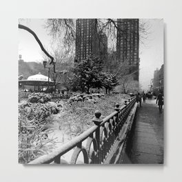 Union Square Snow Metal Print | Unionsquare, Winter, Nyc, Manhattan, Digital, Black And White, Cityscape, Newyork, 14Thstreet, Citylife 