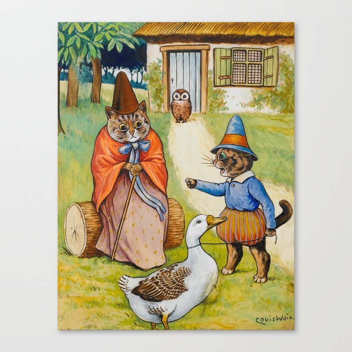 Mother Goose at Home by Louis Wain  Canvas Print