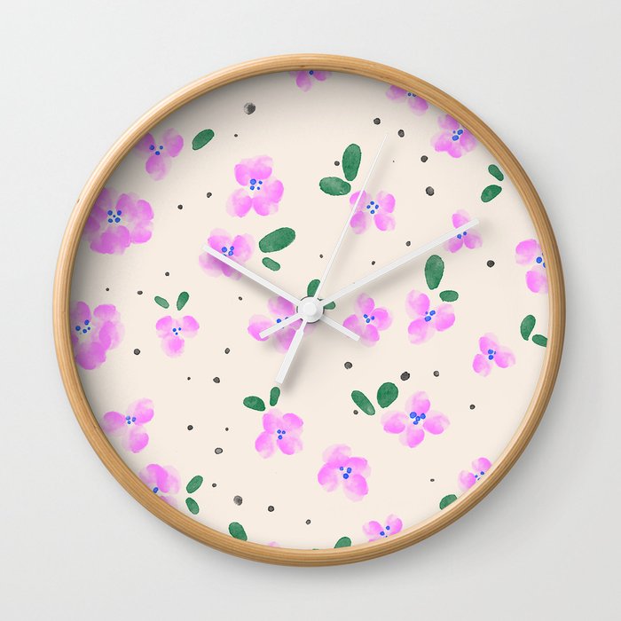Vintage Floral Ditsy Pattern Wall Clock