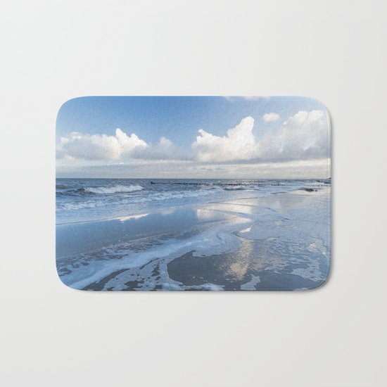 Cold day at the beach - Ocean blue on #Society6 Bath Mat