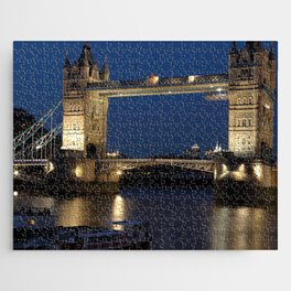 Great Britain Photography - Tower Bridge Lit Up In The Early Night Jigsaw Puzzle