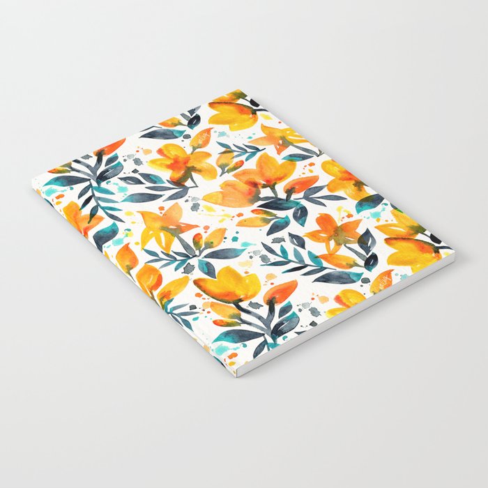 Flourishing Florals – Orange & Teal Notebook