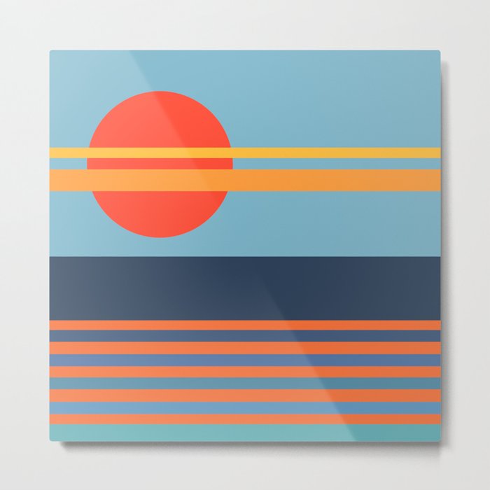 Paraiso - Colorful Sunset Retro Abstract Geometric Minimalistic Design Pattern Metal Print