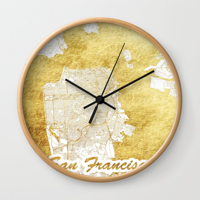 San Francisco Map Gold Wall Clock