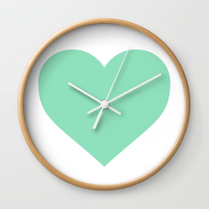 Heart (Mint & White) Wall Clock