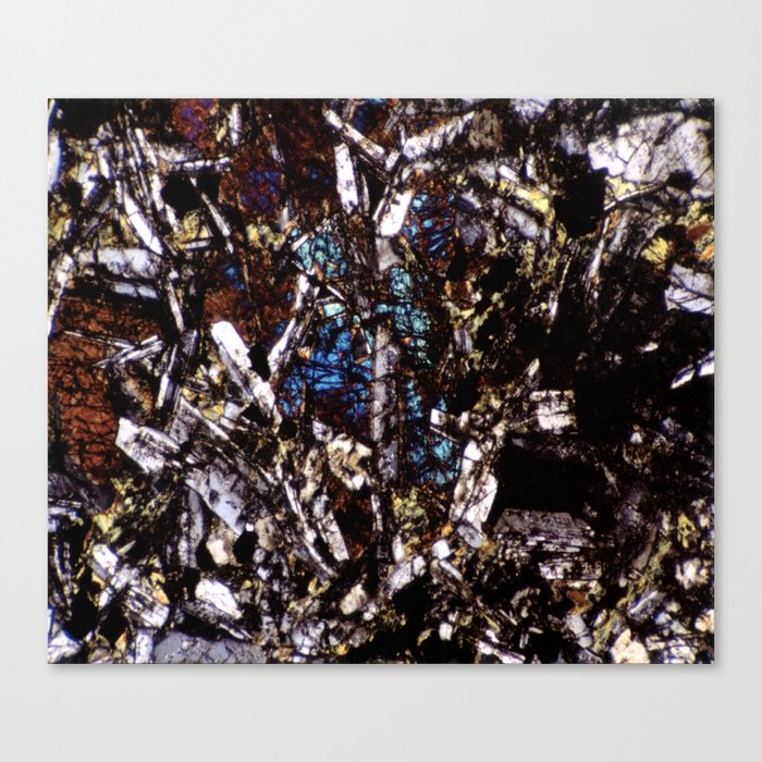 Thin section image of Pyroxene Crystals and Feldspar Laths, Geological Art from Australia Canvas Print