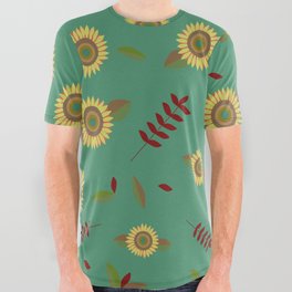 Sunflower Storm  -  Funky Green All Over Graphic Tee