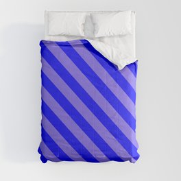 [ Thumbnail: Blue & Medium Slate Blue Colored Lined/Striped Pattern Comforter ]