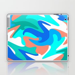 MCM Abstract Waves // Coral, Turquoise, Teal, Cobalt Blue, Denim, White Laptop Skin