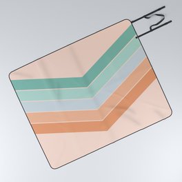 V - Mint Minimalistic Colorful Retro Stripe Art Pattern Picnic Blanket