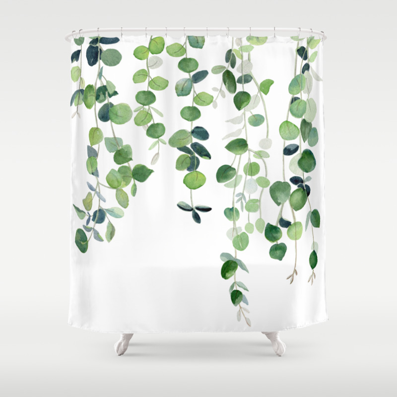 Eucalyptus Watercolor 2 Shower Curtain, 2 Shower Curtains