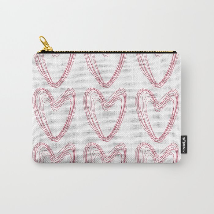 Nine Red Hearts Carry-All Pouch